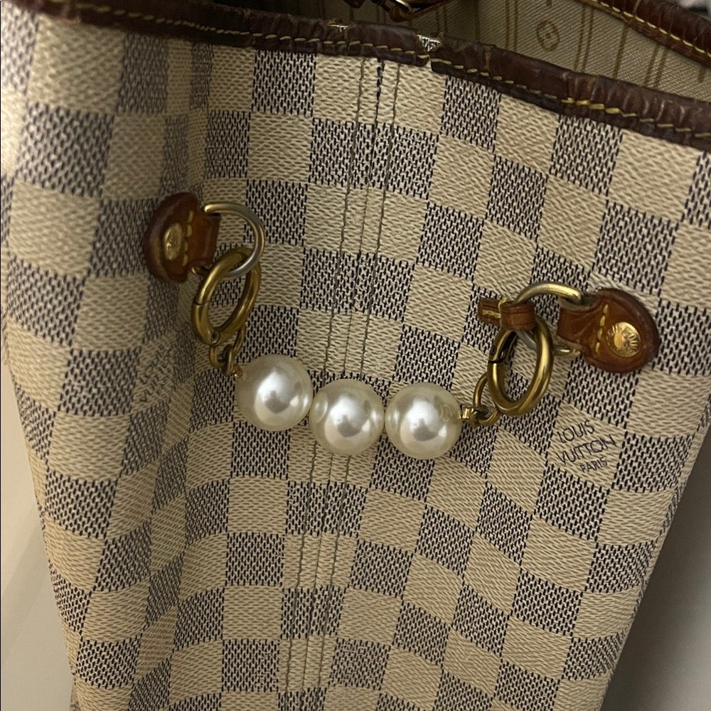 Lv Damier azur mm neverfull bag 12.6x11.4x8 - Picture 13 of 15